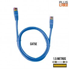 Cabo de Rede LAN Ethernet Cat5E Azul 1,5m Patch Cord CAT5E15BL Plus Cable
